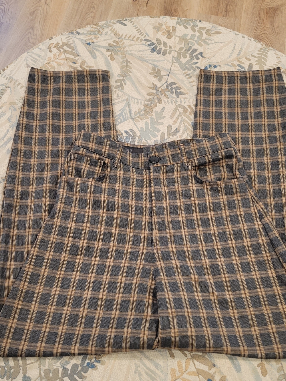 Zara Brown and Gray Plaid Trousers